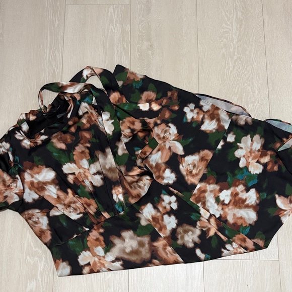 Julia Jordan Floral Midi Dress - Black, Brown, Green - Picture 2 of 10